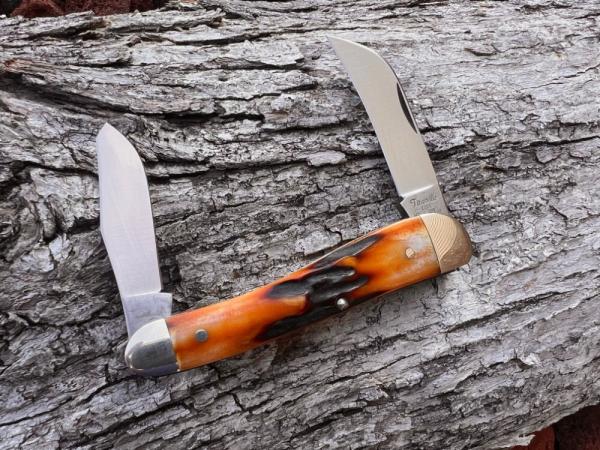 TUNA VALLEY AMBER STAG ROOSTER COMB "FARMER'S JACK" KNIFE 1 OF 70 TUNA VALLEY AMBER STAG ROOSTER COMB "FARMER'S JACK" KNIFE 1 OF 70