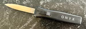 Vintage Black Edgeco ONYX Out The Front Switchblade Knife, Korea