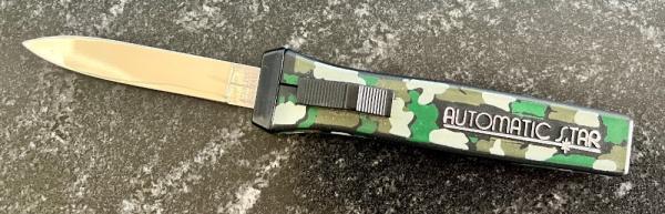 Vintage Camo AUTOMATIC STAR Out The Front Switchblade Knife, Korea
