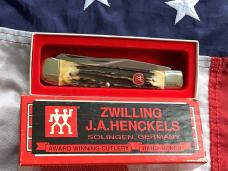 J A Henckels Hand Forged Trapper (HK-5-S) Super Nice Stag Handles -NOS +Orig Box
