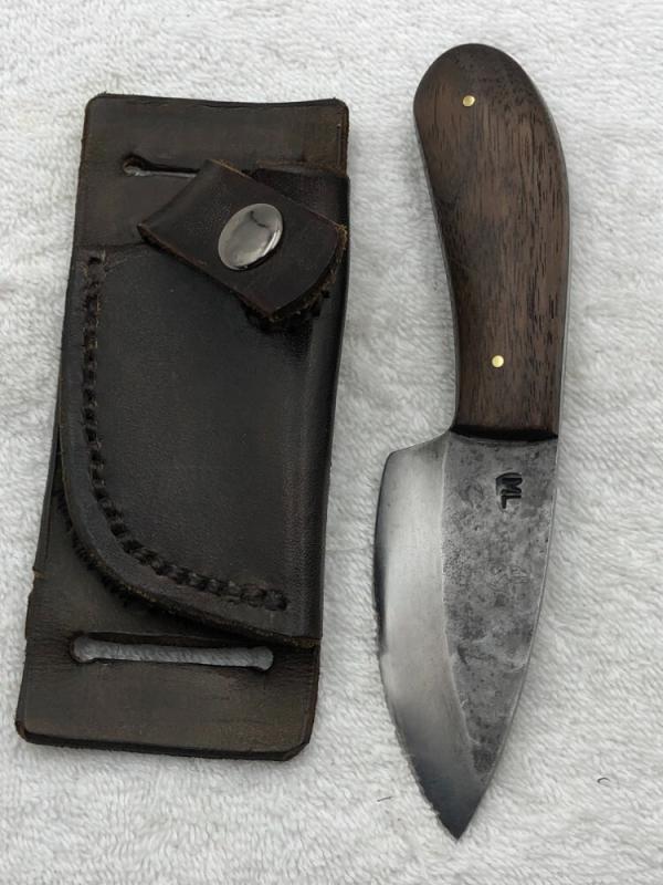 Custom Made Fixed Blade Skinner Sheath Knife Marked "ML'