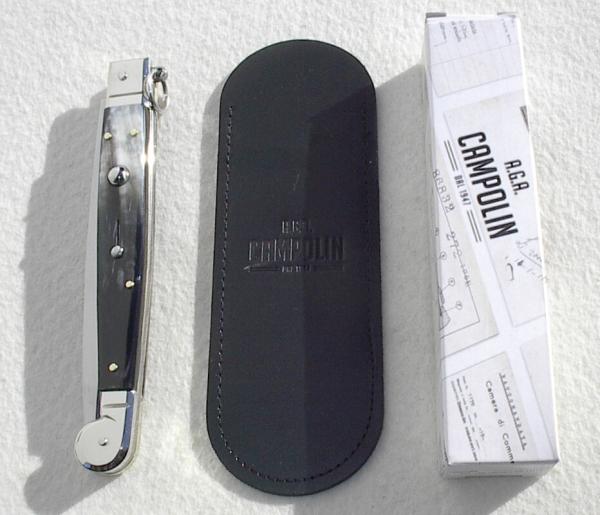 NEW AGA CAMPOLIN 12" FIGHTING KNIFE SICILIANO RING PULL BRAZILIAN HORN 4 MILL BLADE N/S BOLSTER