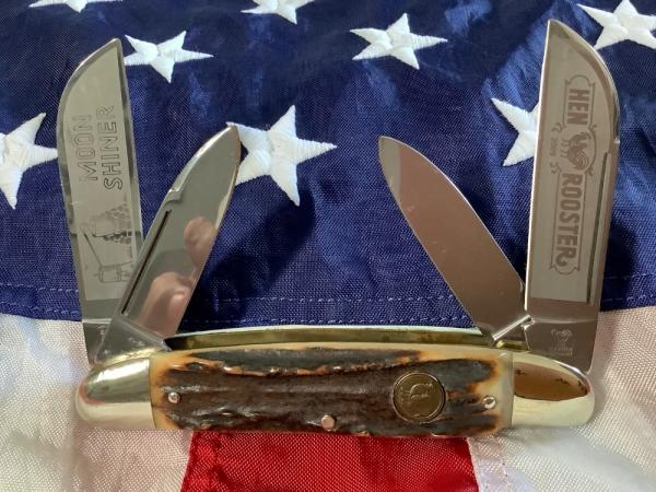 Hen & Rooster -Bertram Cutlery 2009 Large “Moon Shiner” Congress w/ Nice Stag Handles Hen & Rooster -Bertram Cutlery 2009 Large “Moon Shiner” Congress w/ Nice Stag Handles