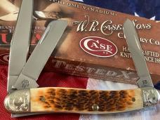 Case xx Stockman Knife Mdl# 6318 SS w/ Brown Bone Handles & scrolled bolsters. Mint Set -NOS