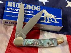 Bulldog Brand 2000 Copperhead Knife With Immitation Abalone Handles -NOS in orig box