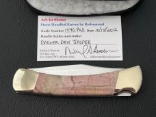 Buck 110 Exotic Badger Den Jasper Lockaback Hunter knife