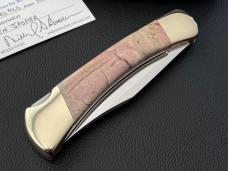 Buck 110 Exotic Badger Den Jasper Lockaback Hunter knife