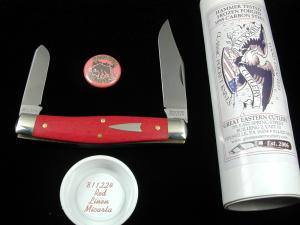 Great Eastern Cutlery GEC Red Linen Micarta Boss Bull Keeper Knife 811224 NIT Made In USA