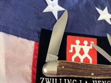 J A Henckels 3 Blade Whittler Pocket Knife w/ Sweet Old Stag Handles! NOS & M/NM