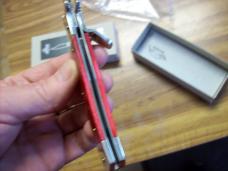Hubertus Knife Shellpuller Patronenzieher Solingen Germany Rare Red Bone Large Size 11 UNUSED NIB.