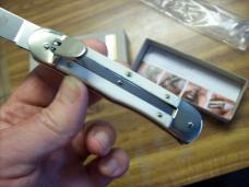 Hubertus Knife Solingen, Germany Large Size 11 White Bone Spear-Point UNUSED NIB