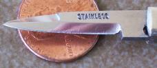 Miniature SWITCHBLADE KNIFE 1 11/16" closed mkd. STAINLESS
