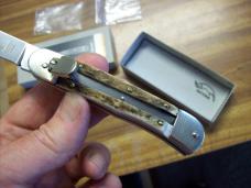 Hubertus Knife Solingen, Germany Size 10 Medium Clip-Point Genuine Stag/Antler NIB