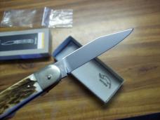 Hubertus Knife Solingen, Germany Size 10 Medium Clip-Point Genuine Stag/Antler NIB