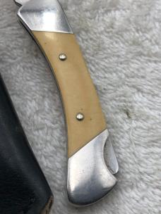 Vintage Buck Custom Shop 506 1 Blade Lockback With Embossed Leather Belt Sheath (#46)