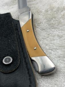 Vintage Buck Custom Shop 506 1 Blade Lockback With Embossed Leather Belt Sheath (#46)