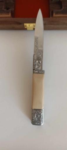 Armenia switchblade pick lock 8 inch Auto  Engraved with Mammoth Ivory with box