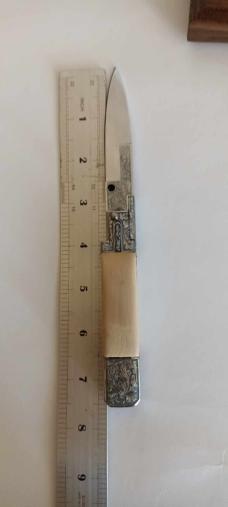 Armenia switchblade pick lock 8 inch Auto  Engraved with Mammoth Ivory with box