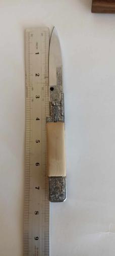 Armenia switchblade pick lock 8 inch Auto  Engraved with Mammoth Ivory with box