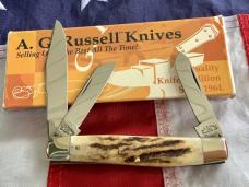 1999 Russell Stockman Pocket Knife w/ Great Stag Handles -NOS in orig box