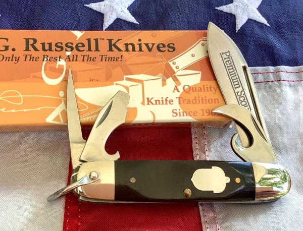 2001 Russell Premium Scout Pocket Knife w/ Acorn Shield & Great Stag Handles -NOS in orig box 2001 Russell Premium Scout Pocket Knife w/ Acorn Shield & Great Stag Handles -NOS in orig box