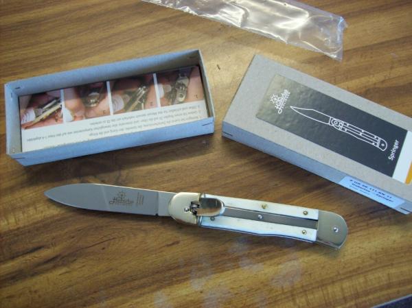 Hubertus Knife Solingen, Germany Large Size 11 White Bone Spear-Point UNUSED NIB