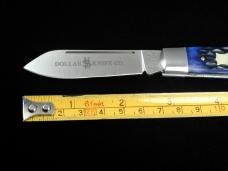 Dollar Knife Co. Blue Jigged Bone with Mammoth Shield Jack Knife from Cooper Cutlery USA BJB-MS