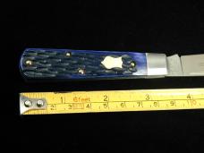 Dollar Knife Co. Blue Jigged Bone with Mammoth Shield Jack Knife from Cooper Cutlery USA BJB-MS