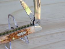 Case Peanut 00045 Folding Knife Peach Seed Jigged Amber Bone  - New