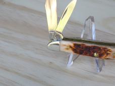 Case Peanut 00045 Folding Knife Peach Seed Jigged Amber Bone  - New