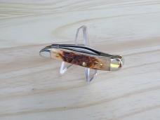 Case Peanut 00045 Folding Knife Peach Seed Jigged Amber Bone  - New