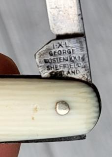 3 1/4" I*XL George Wostenholm 2-Blade Pen Knife, Made in Sheffield , French Ivory Handles