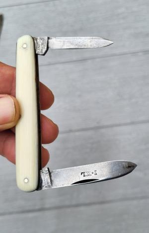 3 1/4" I*XL George Wostenholm 2-Blade Pen Knife, Made in Sheffield , French Ivory Handles