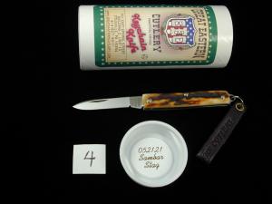 Great Eastern Cutlery Sambar Stag Keychain Knife 052121 NIT Stainless Spear Point Made In USA
