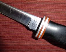Vintage G-96 Brand Model 910 Upswept Hunting Fixed Blade Knife & Leather Sheath 440 Stainless Steel
