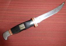 Vintage G-96 Brand Model 910 Upswept Hunting Fixed Blade Knife & Leather Sheath 440 Stainless Steel