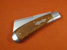 Schatt & Morgan 2023 Sawcut Worm Hole Chestnut Wood Cotton Sampler Knife Rare 01CNSC USA Made