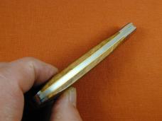 Schatt & Morgan 2023 Sawcut Worm Hole Chestnut Wood Cotton Sampler Knife Rare 01CNSC USA Made