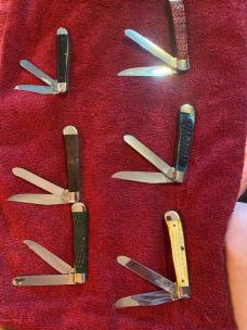 6 case knives (5 trapper 1 mini) 