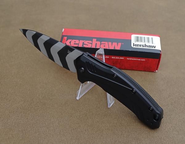 Kershaw Link A/O Knife Black Aluminum Handle Tiger Stripe 20CV Blade - NEW