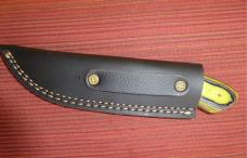 Custom Hand Made Damascus Fixed Blade Knife with Leather Sheath NEW