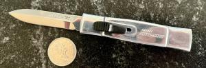 AKC Silver Mini Automatic Out The Front (OTF) Switchblade Knife, Italy, Unused
