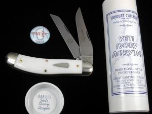Great Eastern Cutlery GEC Yeti Ivory Acrylic Bayou Trapper Knife 1 of 488 NIT Made in USA 888222