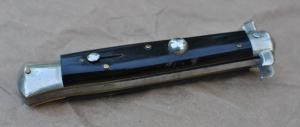 Italian Derby Stiletto Black Horn 20cms Open Perfect Action Tight Button Open/Close Pat. 96847 INOX