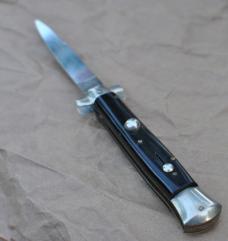 Italian Derby Stiletto Black Horn 20cms Open Perfect Action Tight Button Open/Close Pat. 96847 INOX