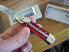 Hubertus Knife Solingen, Germany Small 08 Rare Red Smooth Bone 5 3/4 " Open Lilyput NIB