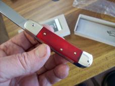 Hubertus Knife Solingen, Germany Small 08 Rare Red Smooth Bone 5 3/4 " Open Lilyput NIB