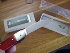Hubertus Knife Solingen, Germany Small 08 Rare Red Smooth Bone 5 3/4 " Open Lilyput NIB