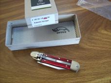 Hubertus Knife Solingen, Germany Small 08 Rare Red Smooth Bone 5 3/4 " Open Lilyput NIB
