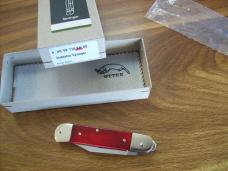 Hubertus Knife Solingen, Germany Small 08 Rare Red Smooth Bone 5 3/4 " Open Lilyput NIB